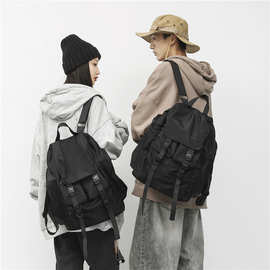 书包男学生大容量背包新款韩版街头潮流工装机能抽绳多口袋双肩包