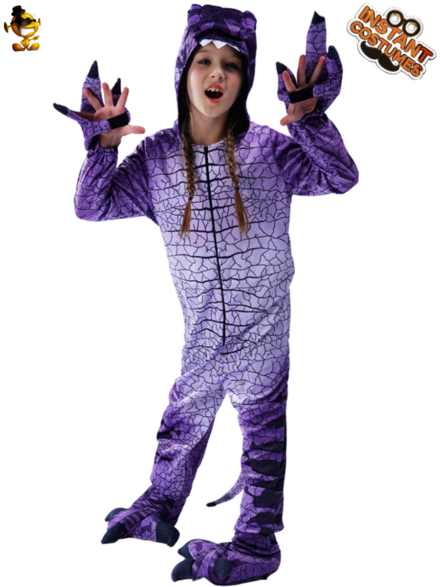 De Halloween de los niños púrpura Tyrannosaurus cos traje de la mascarada juego de rol Tyrannosaurus traje de la etapa
