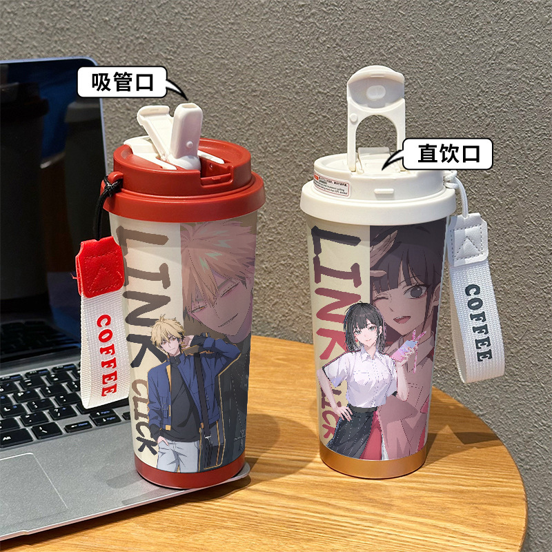 Time Agent Insulated Cup Lu Guang Qiao Ling 316 Stainless Steel Straw Water Bottle Portable Dual-Drink School Cartoon Cup for Boys Time Agent Insulated Cup Lu Guang Qiao Ling 316 Stainless Steel Straw Water Bottle Portable Dual-Drink School Cartoon Cup for Boys