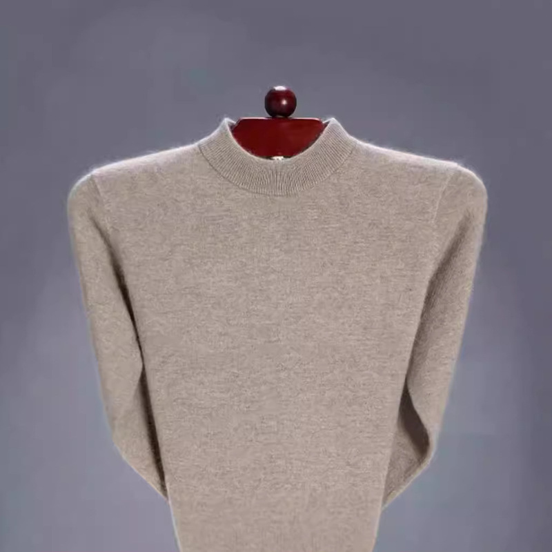 2024 New Winter Knitwear Men's Knitwear Half Turtleneck Bottoming Shirt Long-sleeved Woolen Sweater Loose Pure Color Top