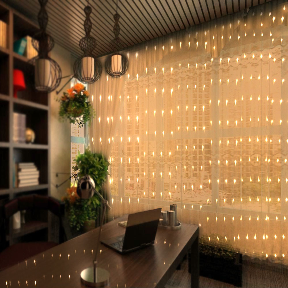 USB remote control curtain lamp 3*3 meters 300 light string LED room…
