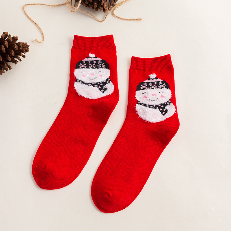 Calcetines de algodón de color puro calcetines de moda de dibujos animados a rayas de oso de media pantorrilla de mujer Festival de Primavera Año Nuevo rojo cumpleaños año festivo Calcetines