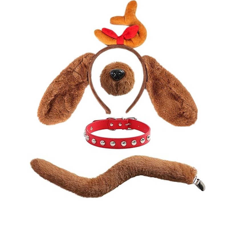 2025 ハロウィンクリスマス鹿の角ヘッドバンドぬいぐるみ犬耳クリスマス漫画犬コスプレトナカイの角|undefined