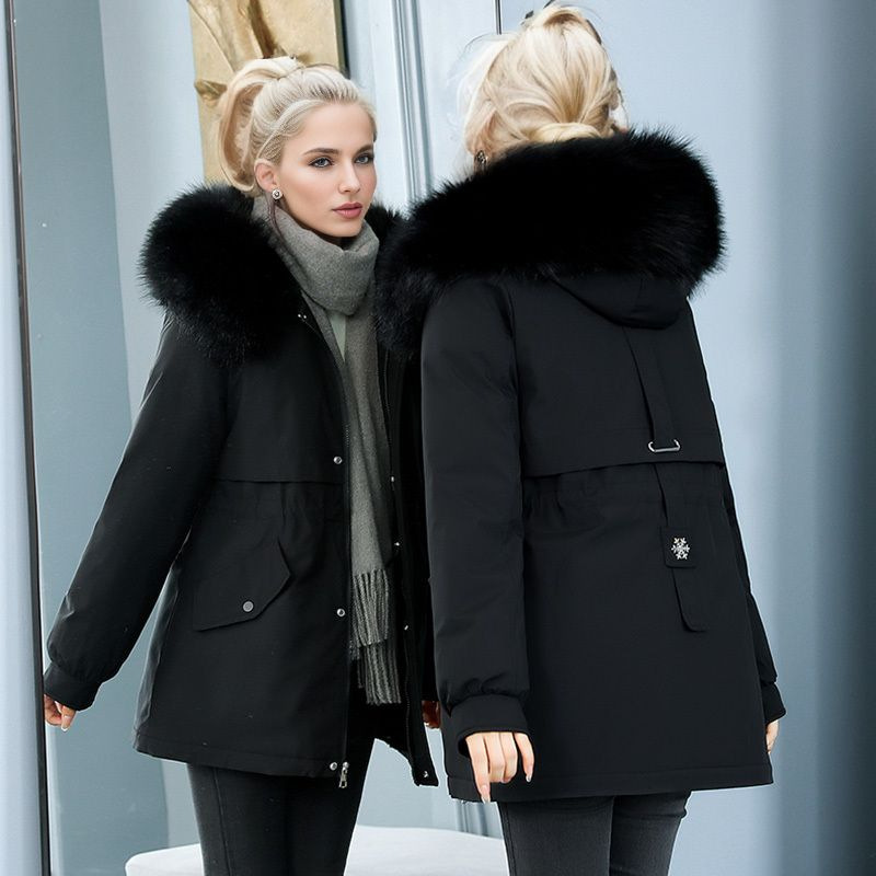 Women's Winter Coat Warm Thickened Cotton Jacket Medium Long Style_voghion.com