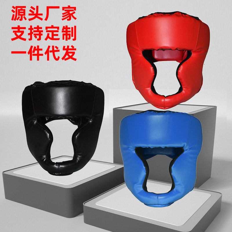 Cross-Border Boxing Helmet Headgear for Adults and Children, Thickened Monkey-Face Pu Professional Boxing Hat for Sanda Fighting Training