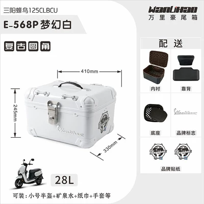 Motorcycle trunk, rear trunk - rounded-corner-hummingbird-dream-white-568pliningbackrest