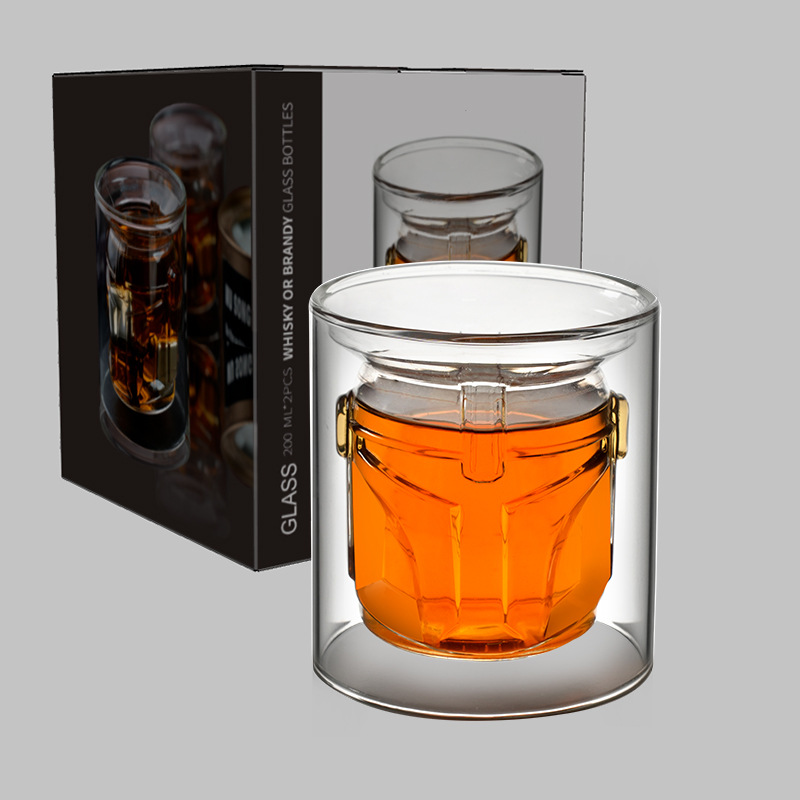 Galaxia whisky decanter alto borosilicato botella de vidrio creativo transparente whisky casco gafas tazas de vino