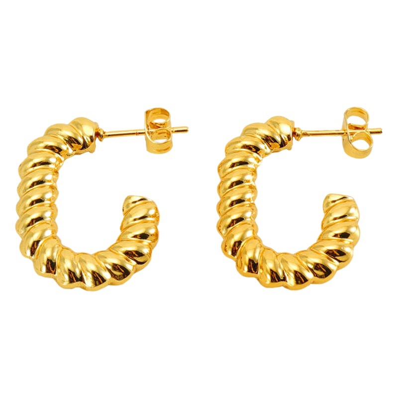 Pendientes de acero inoxidable de estilo europeo y americano INS torcido giro pendientes nicho diseño de titanio acero espiral pendientes