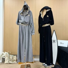 经典B家秋季新款休闲慵懒风卫衣卫裤套装女高腰显瘦阔设计感两件