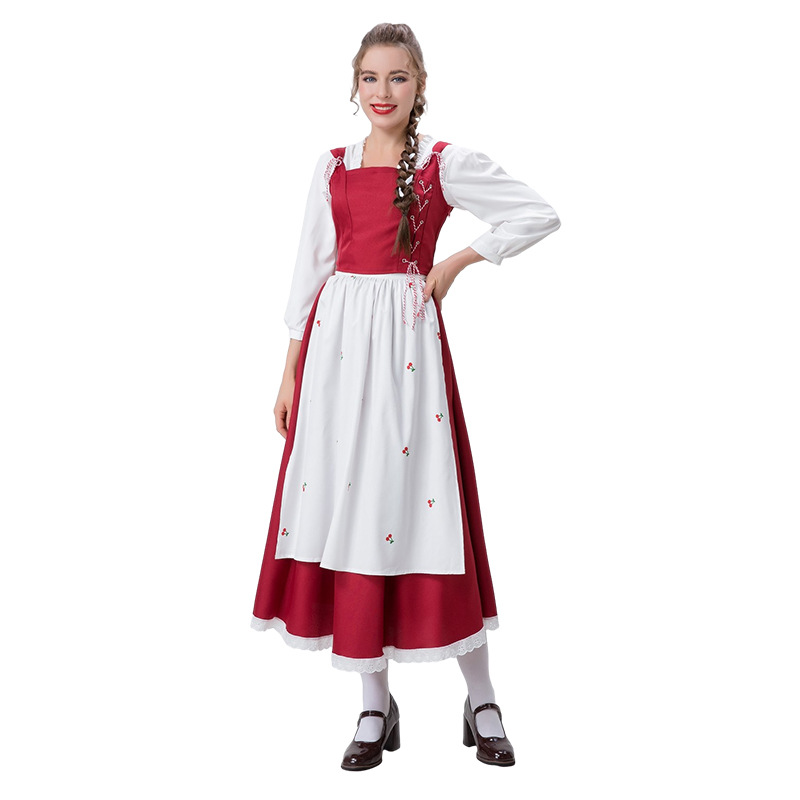 Adult Women's Halloween cosplay Little Red Riding Hood costume long dress set role-playing clothes women's clothing_voghion.com