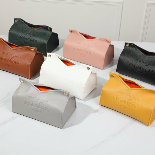 Manufacturer Creative Leather Material Tissue Box Home Living Room Bathroom Bedroom Simple Creative Tissue Box