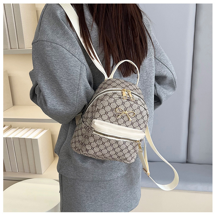 Sewing Thread Fashion Element Wear-Resistant Bow Knot Daily Street Zipper Backpack