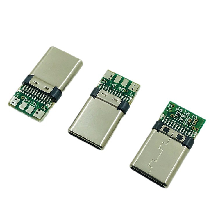 Type-C welding wire male TPC data with PCB board riveted 24 full Pin fast charging plug connector