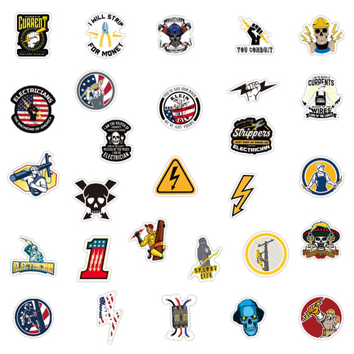 50 sheets of electrician series graffiti stickers welder waterproof suitcase notebook scooter water cup sticker wholesale