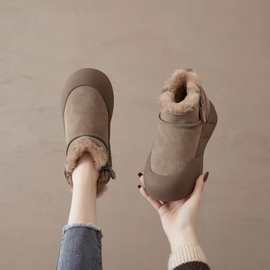 冬季新款短筒雪地靴学生防寒防滑2025加绒加厚东北雪地棉鞋女保暖