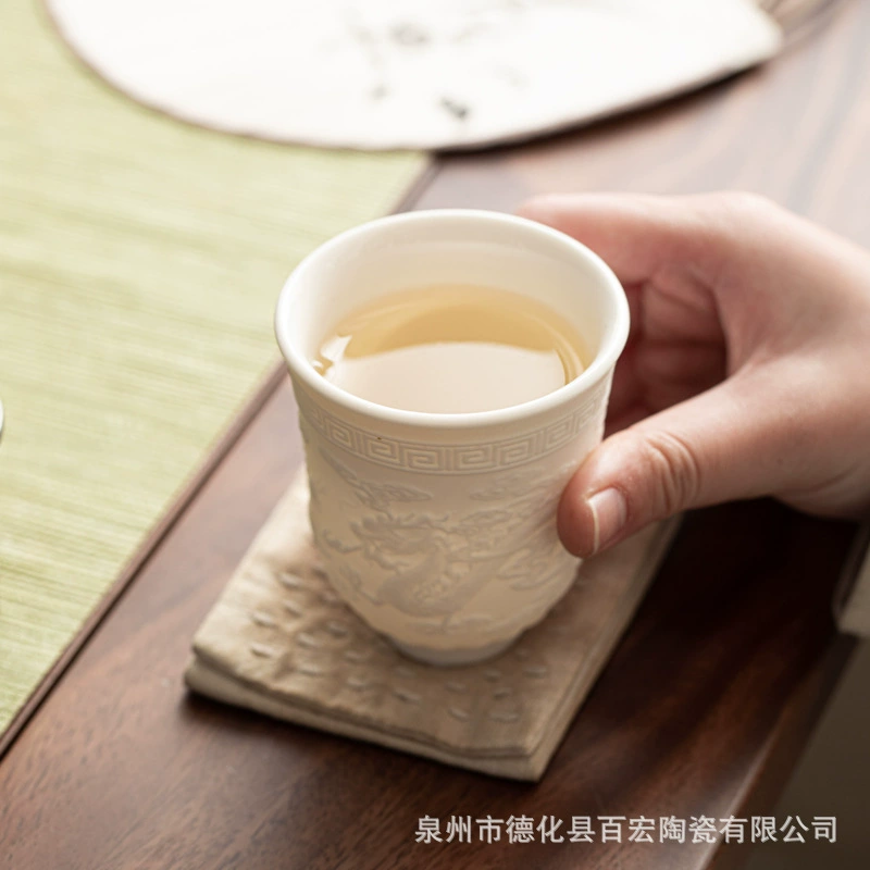 Белая фарфоровая чашка с тиснением мастера Сяммон Xianglong чайная чашка овцы Лорда Нефритовый фарфор мастер чашка одиночная чашка элитный чайный набор персональная особая чашка