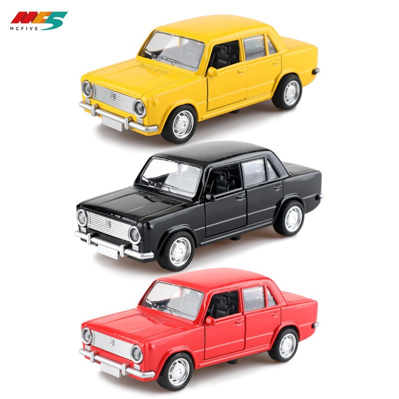 (Caja de ventana) 1:36 aleación Tire hacia atrás doble puerta Lada coche modelo niños niño juguete decoración regalo