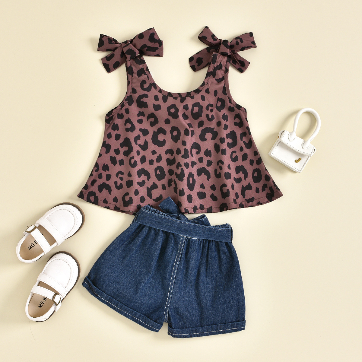 Casual Round Dots Leopard Cotton Baby Clothing Sets display picture 4