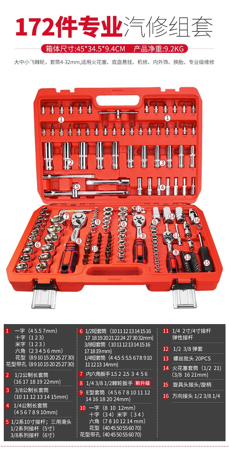 Delixi Auto Repair Tool Set Socket Wrench Ratchet Car Maintenance Combination Repair Box Multifunctional Small Tool Set