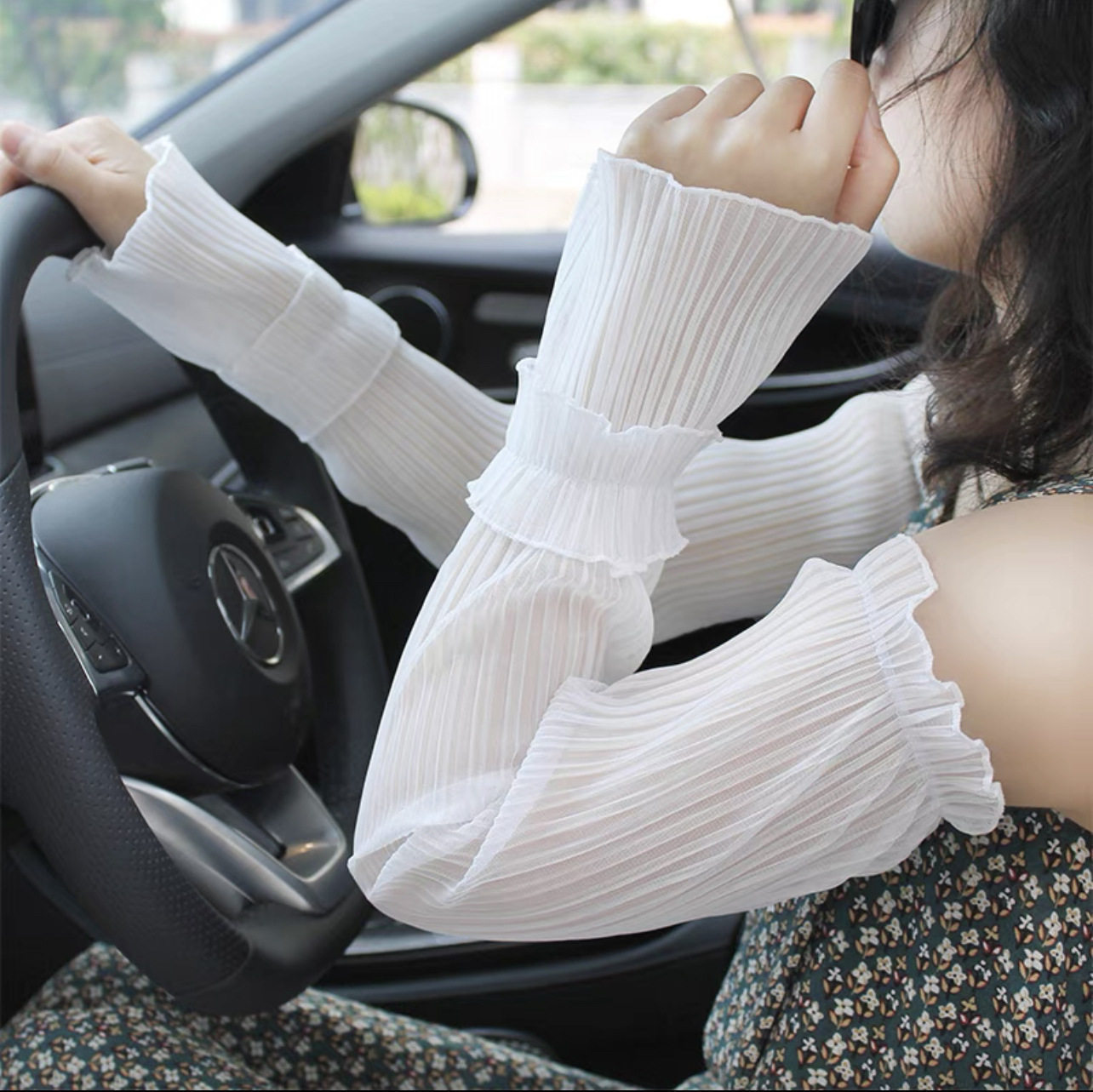 Sun Protection Sleeves for Women, Fairy-Style Ice Sleeves, Arm Protectors, Summer Thin Style, Trendy for Cycling and Driving, Sunshade Lace, Loose Fit