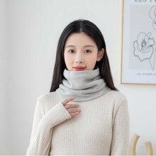 护颈围脖冬季保暖羊绒围巾女春秋套头丝巾假领子针织脖套简约百搭