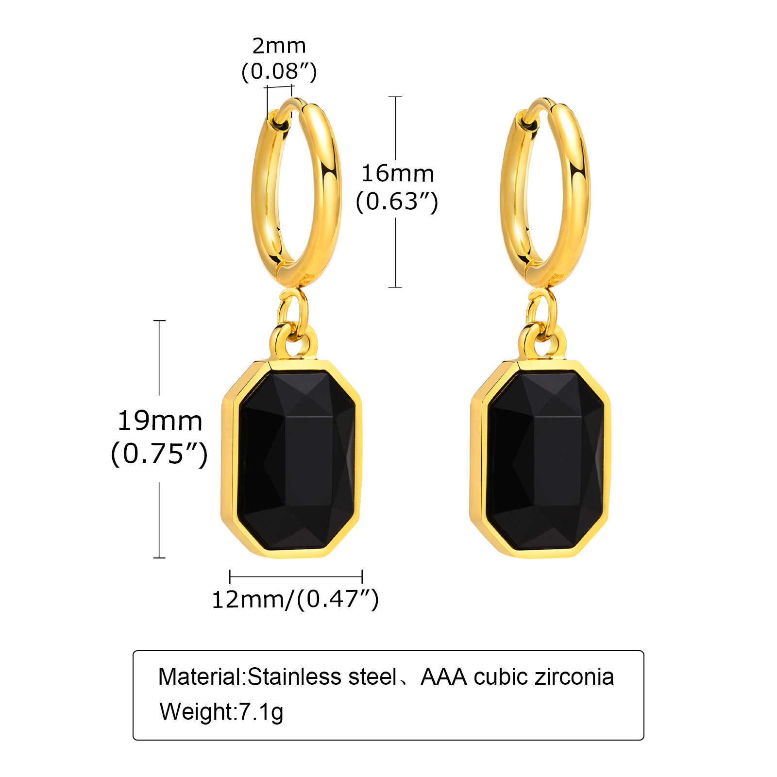 Fashion Geometric Stainless Steel Drop Earrings Inlay Zircon Stainless Steel Earrings 1 Pair