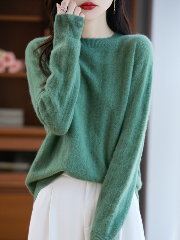 High-End Ready-To-Wear 100% Wool Crew Neck Sweater, a Must-Have for Autumn and Winter, Delicate and Skin-Friendly, Warm and Stylish Seamless Sweater