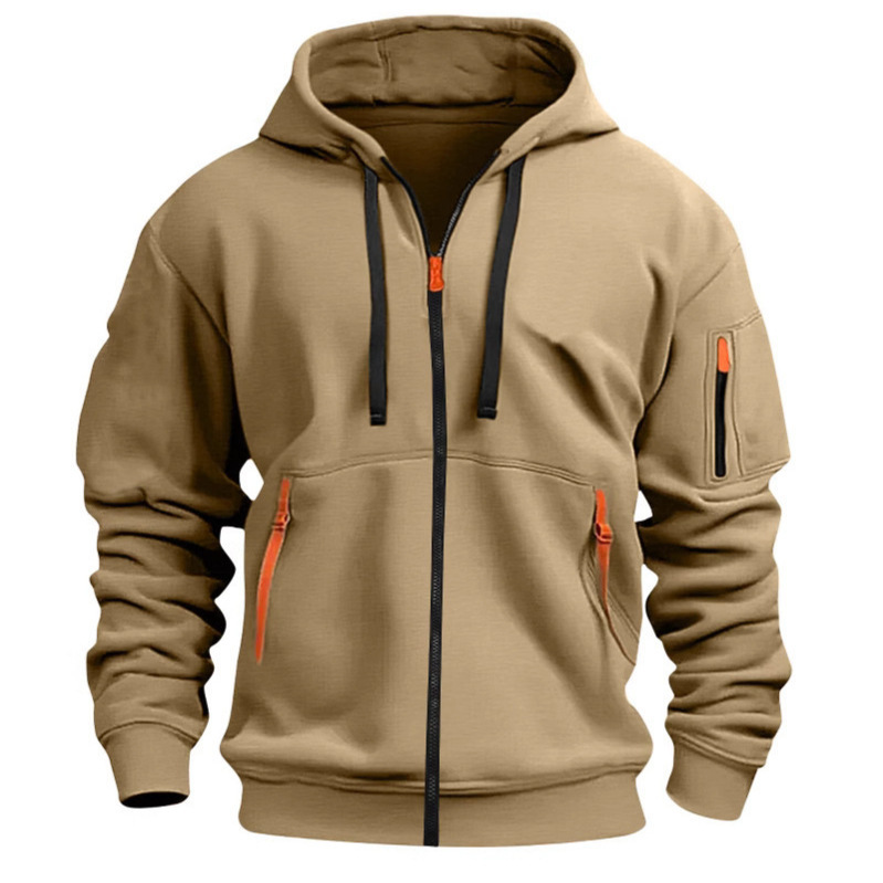 New European and American style men's autumn and winter full-zip hooded sweatshirt, sporty outerwear, casual hooded pullover New European and American style men's autumn and winter full-zip hooded sweatshirt, sporty outerwear, casual hooded pullover
