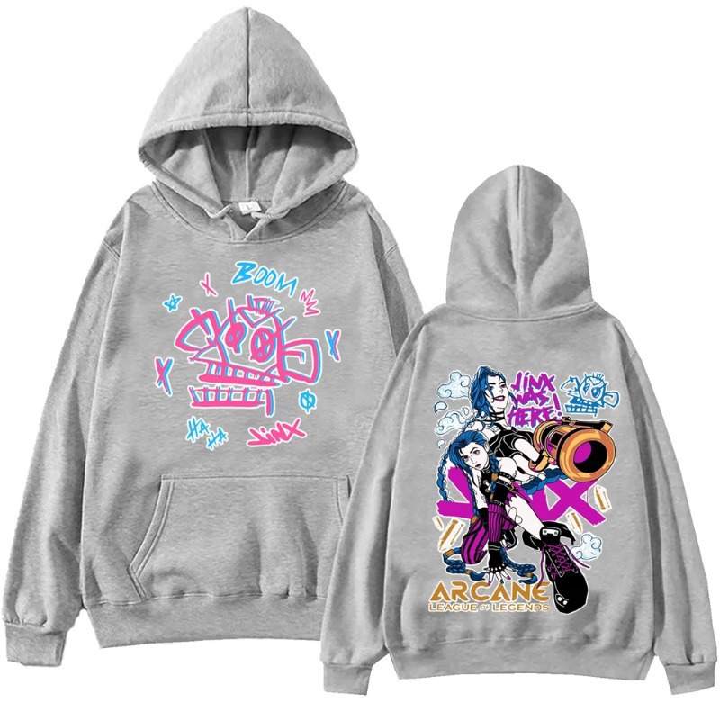 Arcane-Jinx Hot Anime Hoodie Harajuku Pullover Tops Man Wom