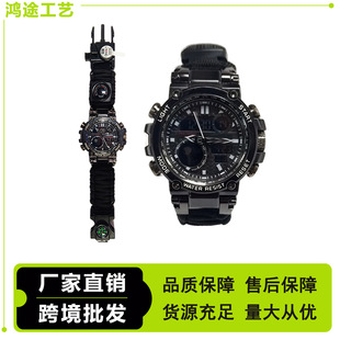 Outdoor Tactical Watch Paracord Braided Watch Portable Multifunctional Survival Watch Travel Climbing Watch Adventure Equipment