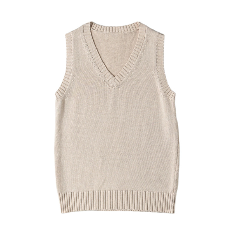 (2개) 재고 봄과 가을 느슨한 니트 올 매치 여자 V 넥 조끼 일본 스타일 영국 아카데미 스타일 JK 유니폼