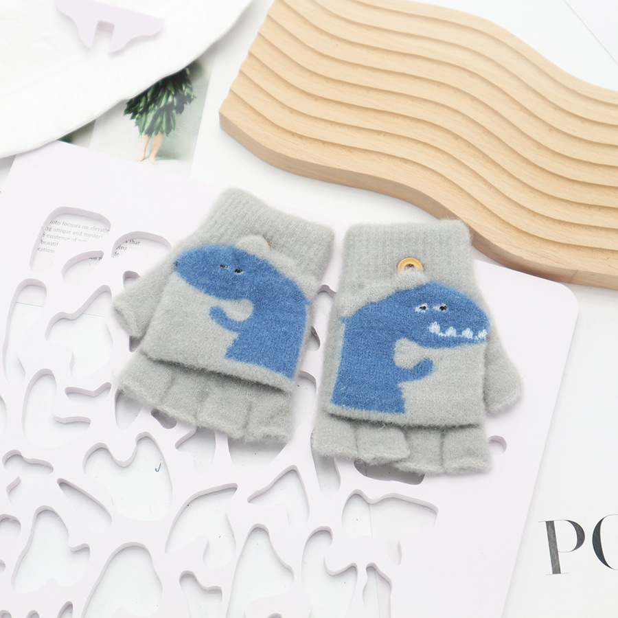 Guantes de invierno de medio dedo para niños niños niños niños niñas estudiantes lindos guantes de peluche de dibujos animados
