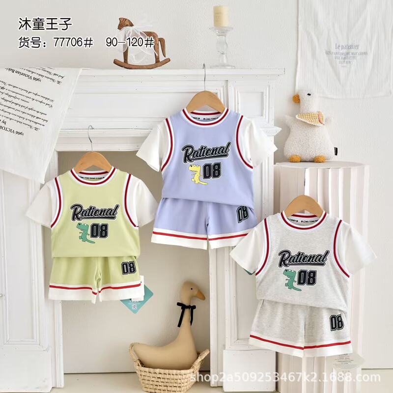 Muting Prince's New Boys' Basketball Uniform Set, Children's Short-Sleeved Summer Set, Sports and Leisure Set Muting Prince's New Boys' Basketball Uniform Set, Children's Short-Sleeved Summer Set, Sports and Leisure Set