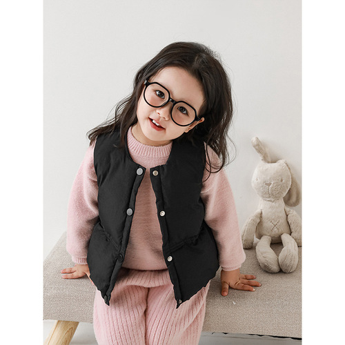 Qiu Duomeng girls' stylish warm cotton vest 2024 winter new style children's all-match casual vest baby coat thick