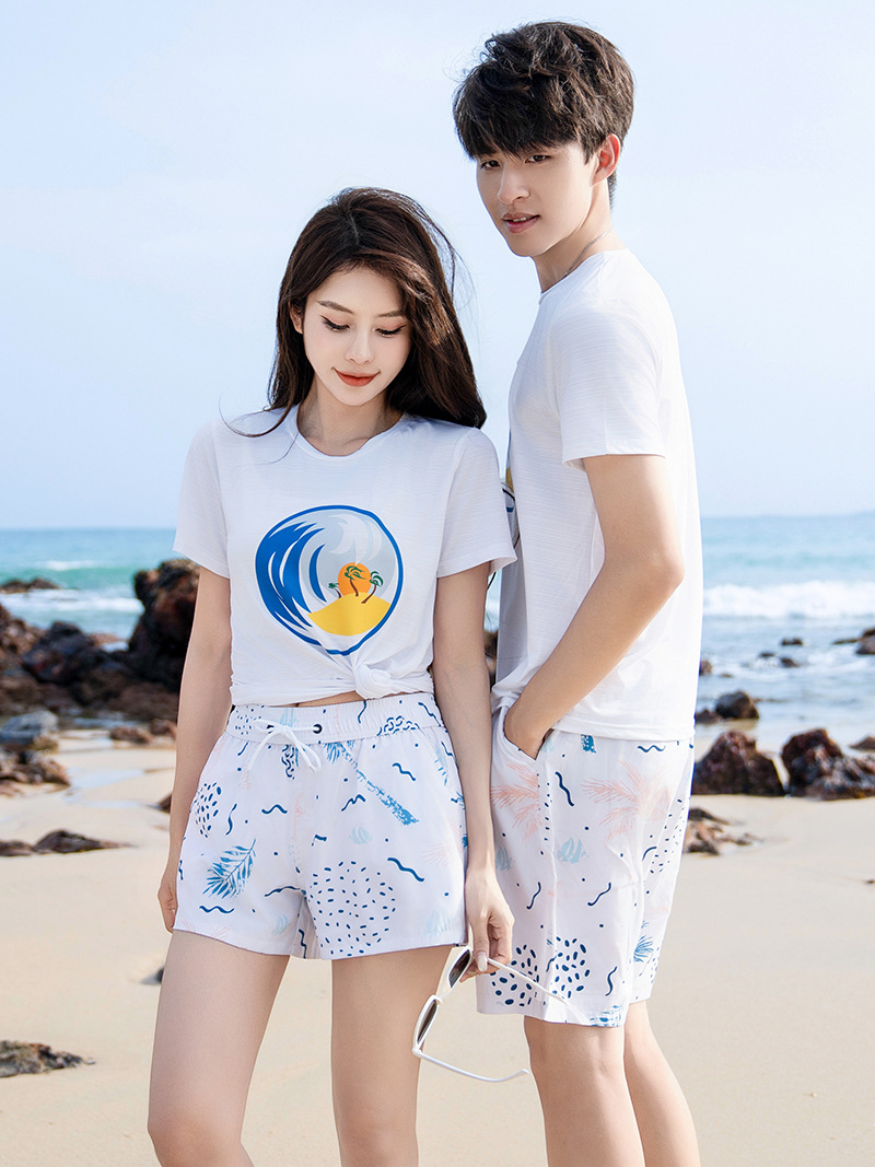 Pareja de pantalones de playa vacaciones de ocio deportivo relajado elástico rápido secado pantalones cortos para el agua tailandés pantalones para hombre