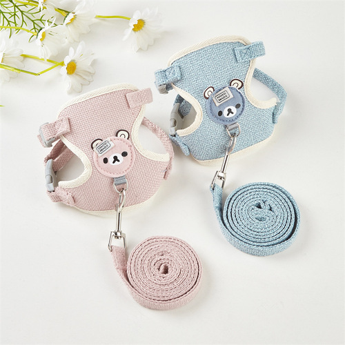 Dog Leash Bear Chest Back Clothing Style Cat Guinea Pig Chest Back Strap Small Dog Bichon Teddy Dog Leash