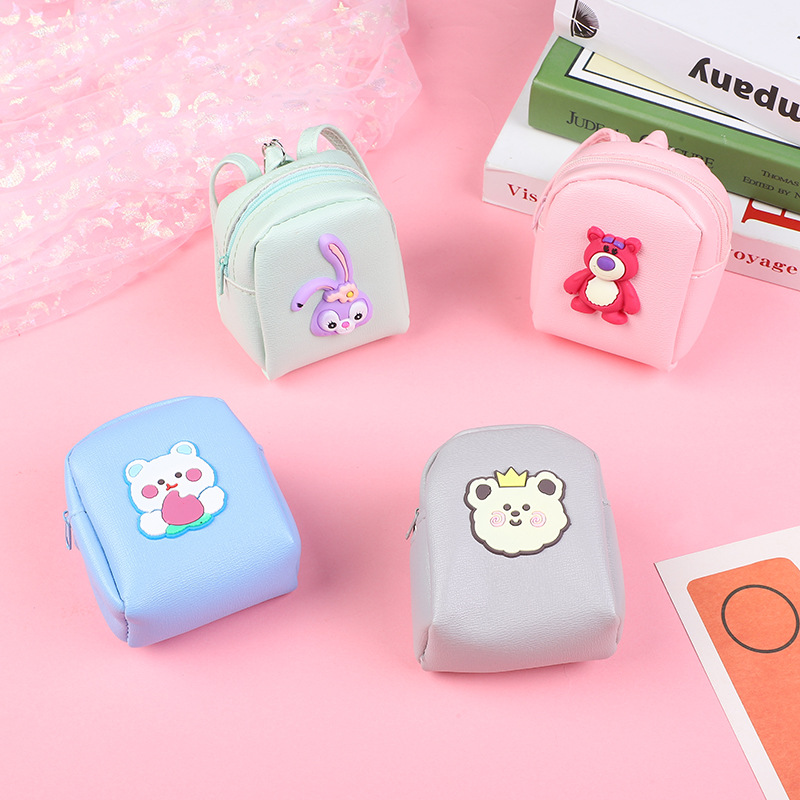 Estilo coreano ins chica corazón de dibujos animados lindo pequeña cartera mini fresa oso monedero auricular almacenamiento caso clave