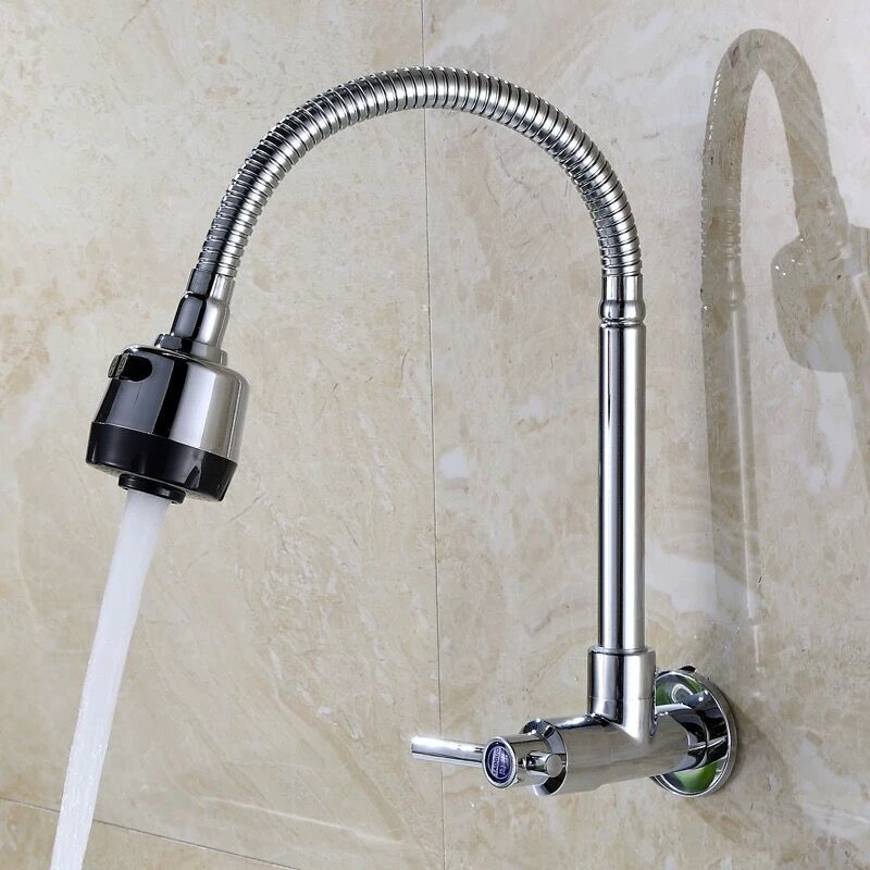 4-Point Kitchen Wall-Mounted Single Cold Water Faucet Rotatable Universal Horizontal Laundry Sink Washbasin Faucet for Home Use 4-Point Kitchen Wall-Mounted Single Cold Water Faucet Rotatable Universal Horizontal Laundry Sink Washbasin Faucet for Home Use