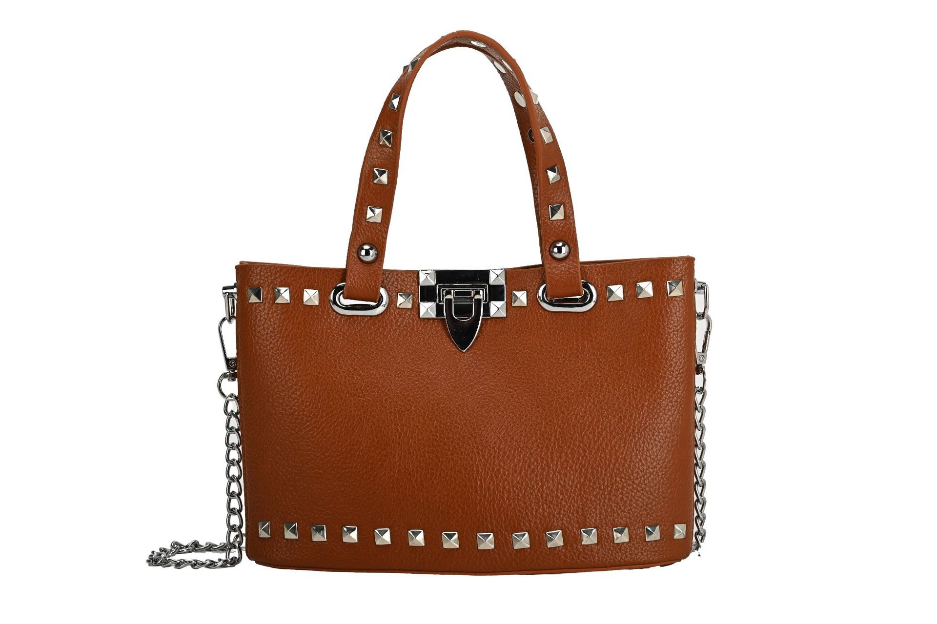 Bolso para mujeres 2026 nueva moda transfronteriza bolso de mano de moda alta sensación lichi remaches mochila de hombro