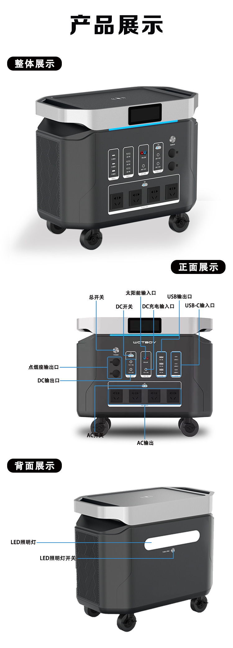 户外移动便携式储能电源2000W大功率自驾露营车载应急家庭备用详情12