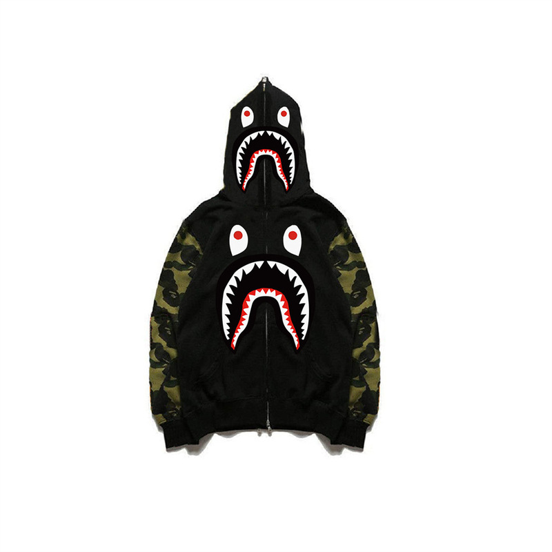 Cross-border New Bape Shark Head Ape Head 3d Sweater Jacket Trendy Brand Zipper to Top Hoodie Color All-men