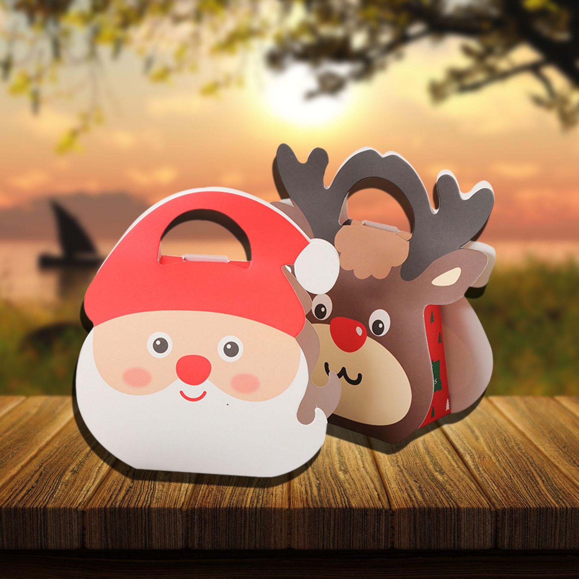 Transfronterizos lindos portátiles caja de regalo de embalaje de Navidad caramelo de alce al por mayor caja de regalo de dibujos animados embalaje creativo de papel