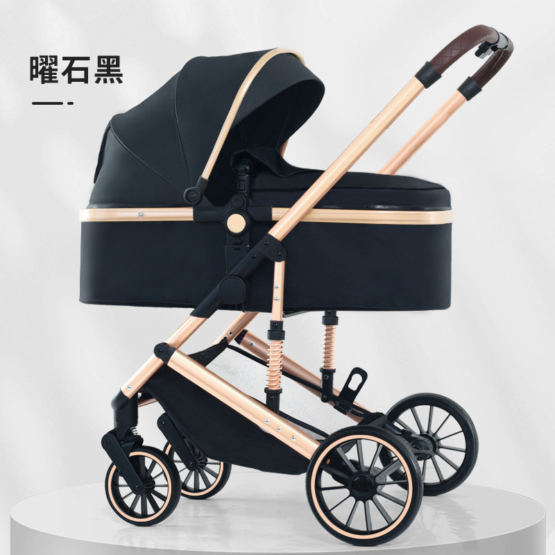 Personalizado alto paisaje cochecito de bebé se puede sentar y acostarse plegable cuatro estaciones cochecito de bebé universal cuatro ruedas antichoque coche bb