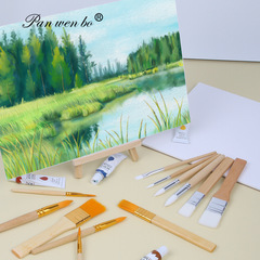 Cross-border wooden nylon hair brush set of 6, brush for watercolor painting, thick handle, children's painting and doodle board brush, wholesale