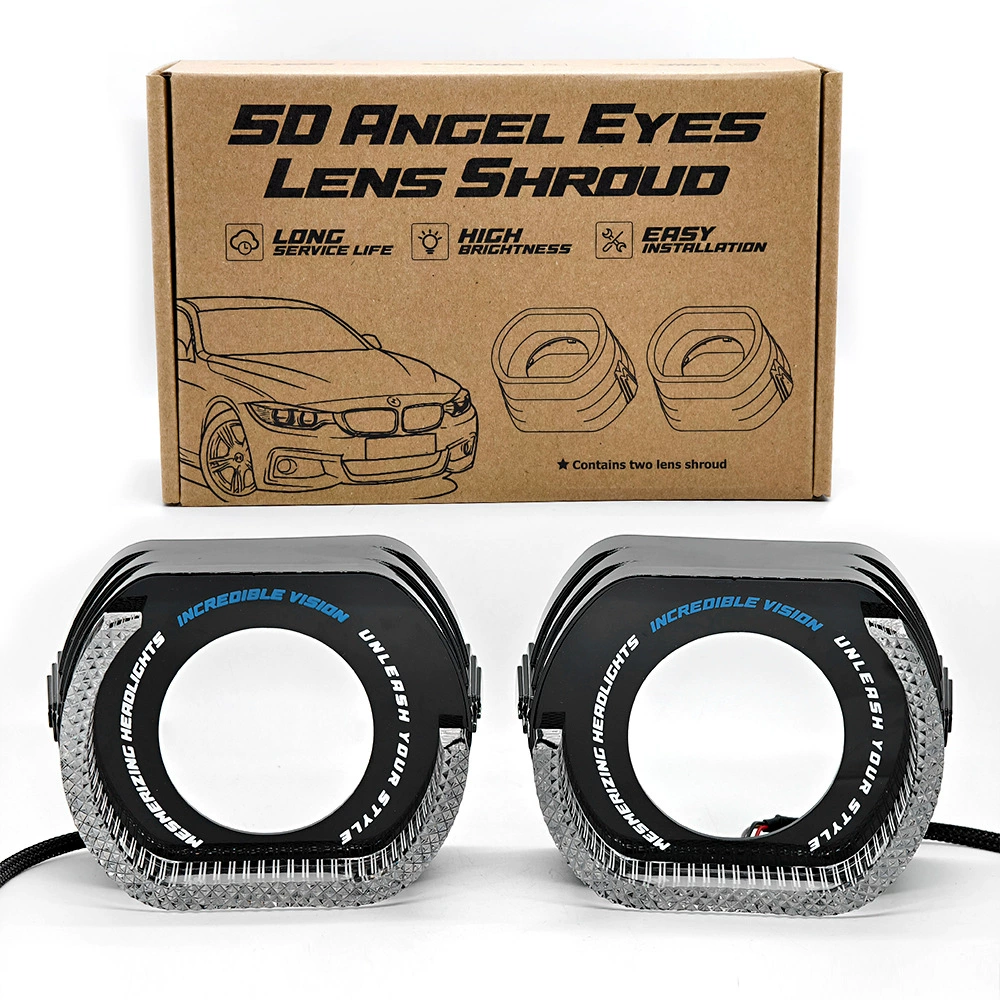 Кросс-бордерные новые светодиодные фары "ангельские глазки" с интегрированной крышкой, 5D линзой, круглой апертурой, белым, желтым и RGB сигналом поворота