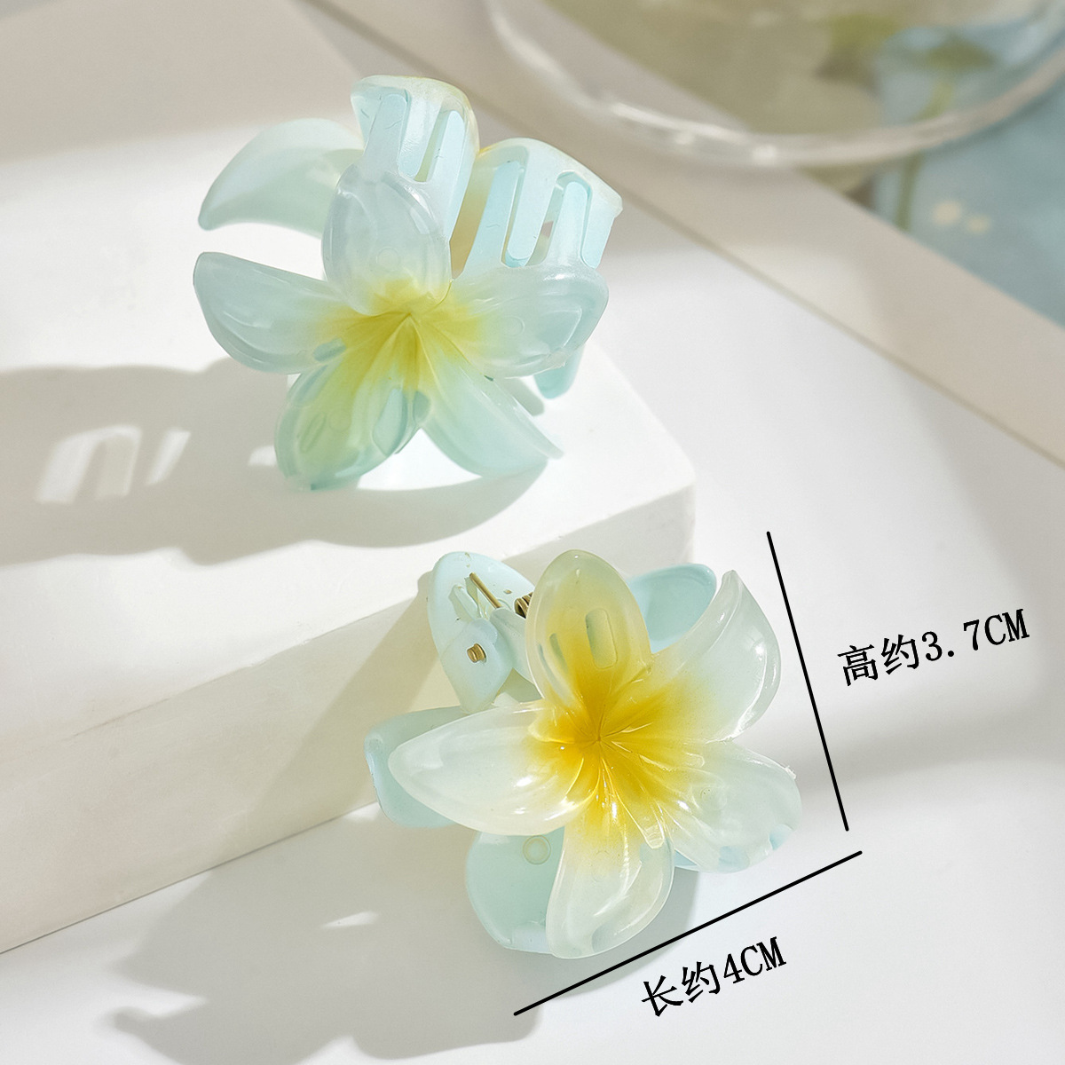 Galvanizado oro y plata huevo flor flor abrazadera de cabello color mediano agarrar abrazadera de cabello medio agarrar abrazadera de cabello de plástico 4cm