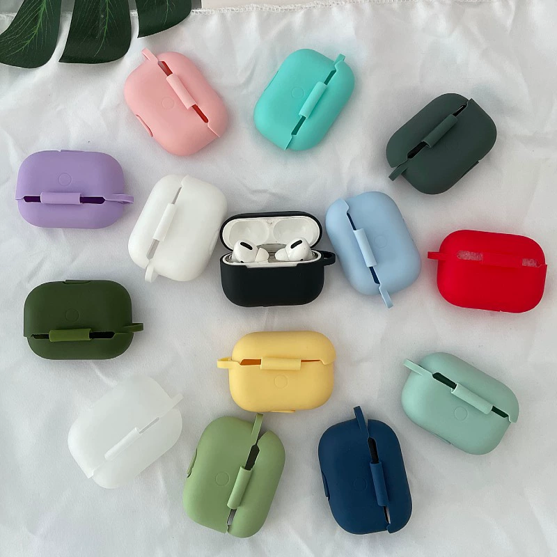 Силиконовый защитный чехол для Bluetooth-гарнитуры Apple, однотонный, для AirPods Pro, для хранения и защиты от падений.