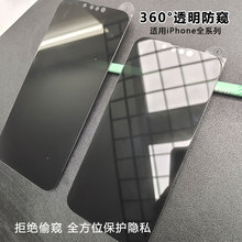 适用iPhone14pro钢化膜360度透明防窥苹果13promax防摔高透保护膜