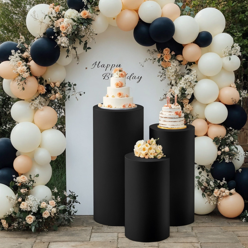 ミルクシルク弾性円筒布カバー クリスマスデコレーション 誕生日パーティー 結婚式 円柱型3個セット 小道具 装飾 室内用|undefined