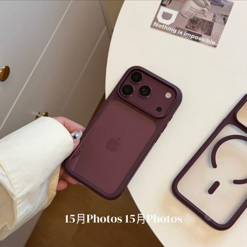 Deep cherry red and glacier blue phone cases for Apple 18 Pro Max, iPhone 17 Pro protective cases, magnetic adsorption, 16